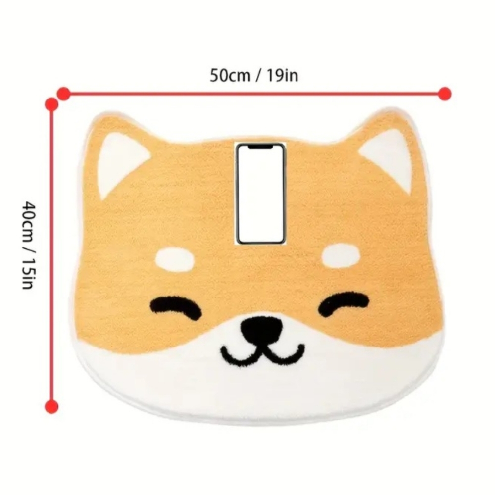 Non-Slip absorbent bathroom mat Akita shaped cute face indoor mat. New - Picture 3 of 5